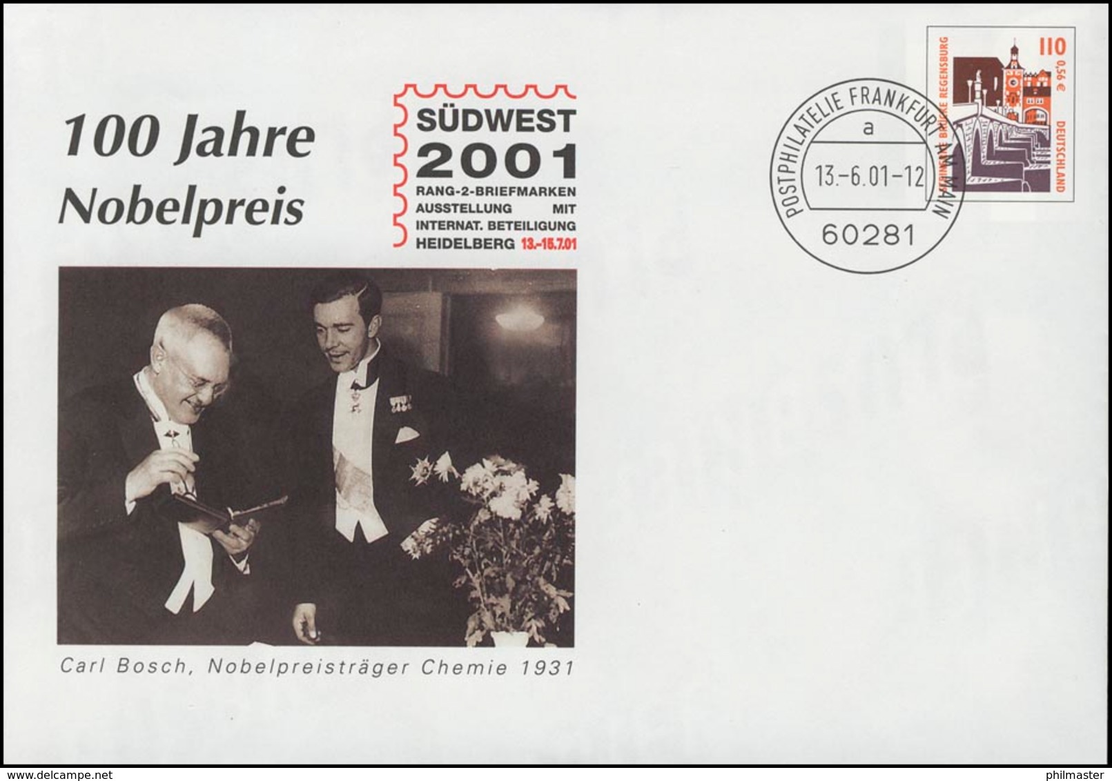U 9 SÜDWEST 2001 & Nobelpreis Carl Bosch Chemie, VS-O Frankfurt 13.6.01 - Enveloppes - Neuves