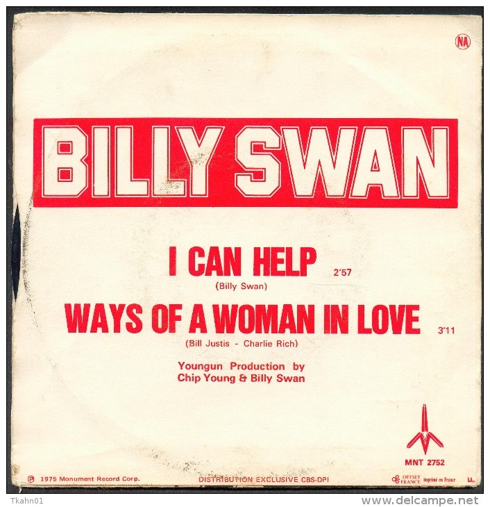 45 T BILLY-SWAN   2 TITRES  I CAN HELP - Nueva Era (New Age)