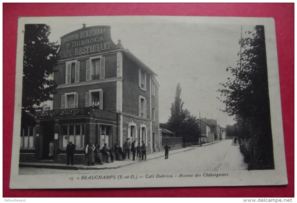 Cp Rare Beauchamps Café Dubroca Avenue Des Chataigniers - Beauchamp