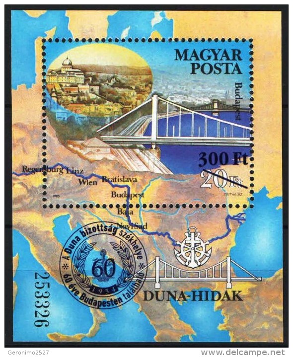 HUNGARY 2014 NATURE European Rivers DANUBE BRIDGE - Fine (overprinted) S/S MNH - Neufs