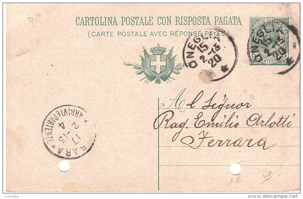 C.P.RISPOSTA PAGATA CENT.5 ANN.OMEGLIA - Entiers Postaux