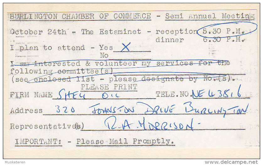 Canada Postal Stationery Ganzsache Entier 2 C. Elizabeth II. BURLINGTON Ontario 1962 To CHAMBER OF COMMERCE (2 Scans) - 1953-.... Regno Di Elizabeth II