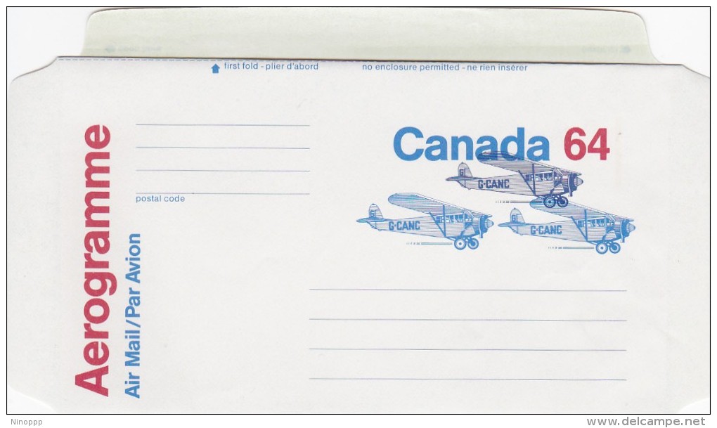 Canada Unused Aerogramme  Airplanes 64c - 1953-.... Regering Van Elizabeth II