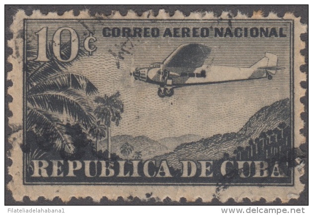 1931.4 CUBA. 1931. Ed.262. 10c. USED. CORREO AEREO. AIR MAIL. AVION AIRPLANE. IMPRESION BORROSA. ERROR ENGRAVING. - Neufs