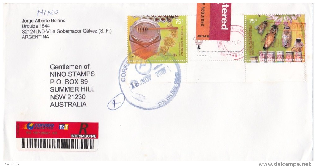 Argentina 2001 Registered Cover To Australia - Briefe U. Dokumente