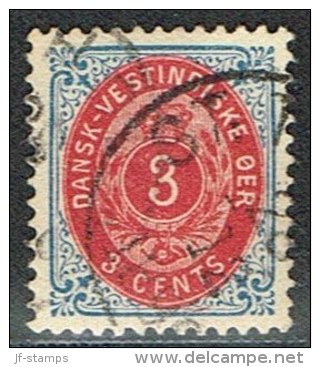 1896-1906. Bi-coloured. 3 C. Blue/red. Inverted Frame. Perf. 12 3/4. (Michel: 17 II) - JF153332 - Danish West Indies