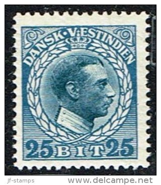 1915-1916. Chr. X. 25 Bit Blue/blue. Variety. (Michel: 53) - JF153460 - Danish West Indies