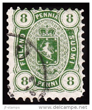 1875-1882. Coat Of Arms. Perf. L 11. 8 PENNI Yellow Green. (Michel: 14 A Yb) - JF100650 - Neufs