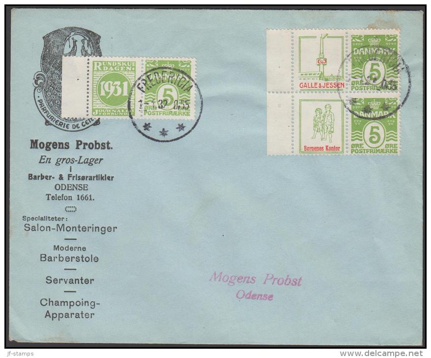 1931-1933. Wavy-line. RUNDSKUEDAGEN 1931 + 5 øre Yellowgreen And 4-block GALLE & JESSEN... (Michel: R 47) - JF171249 - Errors, Freaks & Oddities (EFO)