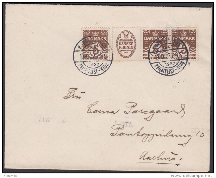 1927-1930. Wavy-line. DANSKE PHØNIX + 2X5 øre Brown And One Extra 5 øre On Cover To Aar... (Michel: R 2) - JF171142 - Errors, Freaks & Oddities (EFO)