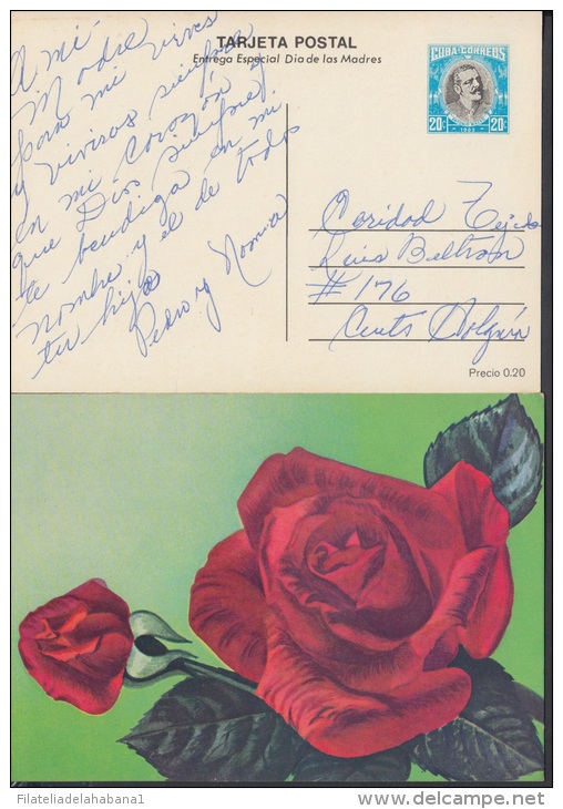 1983-EP-8 CUBA 1983. Ed.133d. MOTHER DAY SPECIAL DELIVERY. ENTERO POSTAL. POSTAL STATIONERY. ROSAS. ROSE. FLOWERS. FLORE - Brieven En Documenten