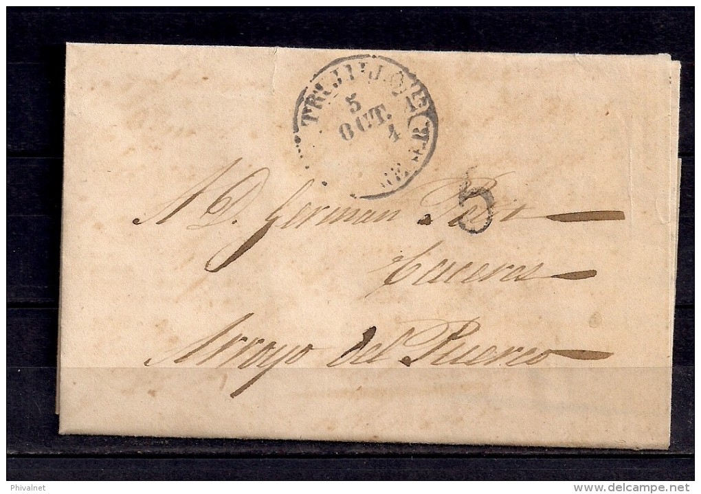 1844 CARTA PREFILATÉLICA, CIRCULADA HACIA ARROYO DEL PUERCO, BAEZA DE TRUJILLO Y PORTEO - ...-1850 Prephilately