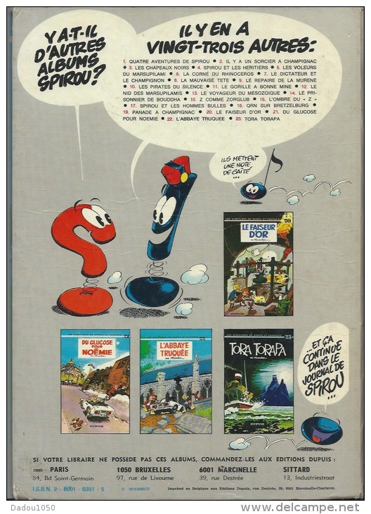 Spirou TEMBO TABOU édition 1974 - Franquin