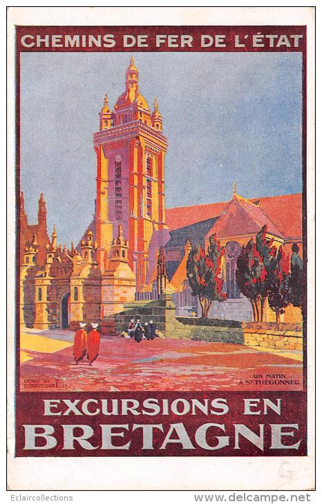 Bretagne    Carte Reproduction D'époque D'affiche De Chemin De Fer  De  L'Etat - St Thégonnec - Bretagne