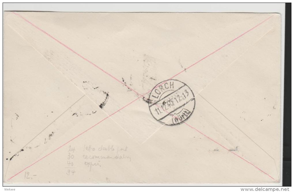 L136/  LUXEMBURG - Brief Mit Mi.Nr. 20, 21, 31 Als Eilboten/Einschreiben 10.12.40 Nach Lorch - 1940-1944 Duitse Bezetting