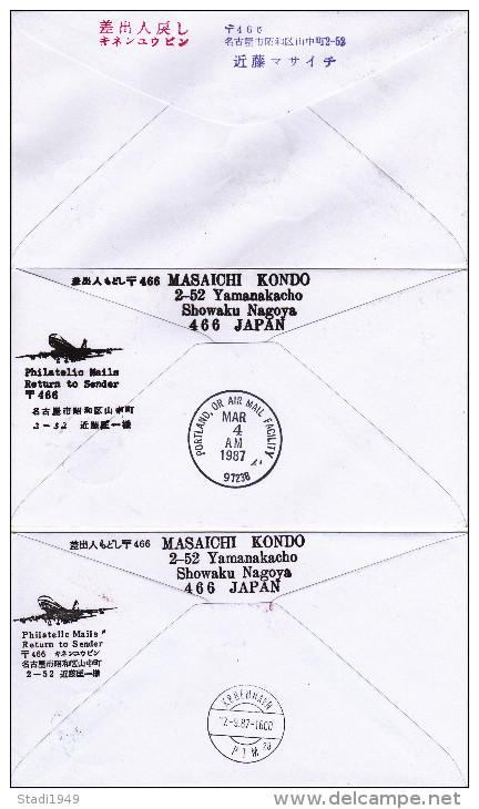 Firstflight Set Of 3 Japan Air Nippon Delta SAS  1987 (326) - Posta Aerea