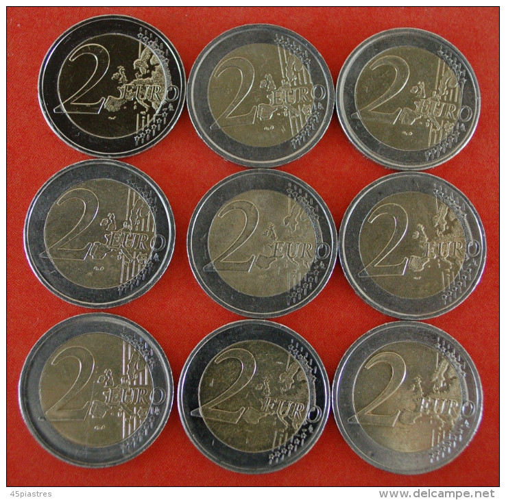 * 9 COMMEMORATIVE COINS: EUROPEAN UNION  2 EURO DIFFERENT TYPES 2004-2012! LOW START  NO RESERVE! - Lots & Kiloware - Coins