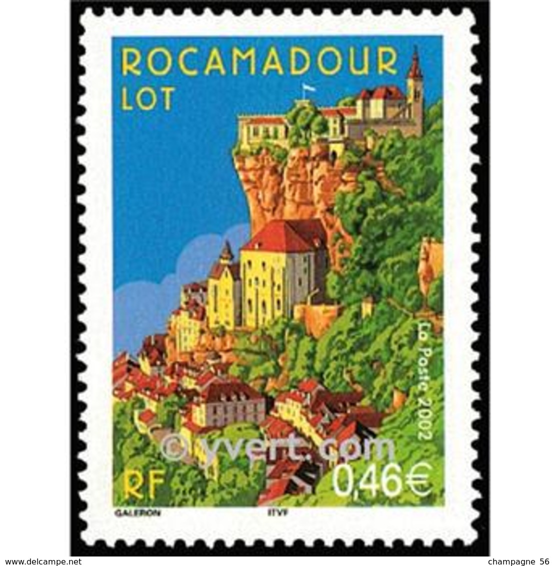 2002  N° 3492  ROCAMADOUR DEUX BANDES PHOSPHORESCENTE  OBLITÉRÉ 12.8.2002 YVERT TELLIER 0.60 € - Oblitérés