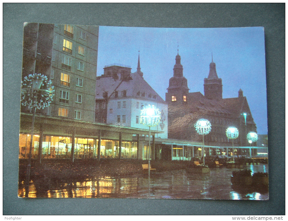 Germany: KARL-MARX-STADT - Blick Vom Rosenhof Zum Rathaus In Nacht, Town-Hall Viewed From The Rosenhof By Night - Unused - Chemnitz (Karl-Marx-Stadt 1953-1990)