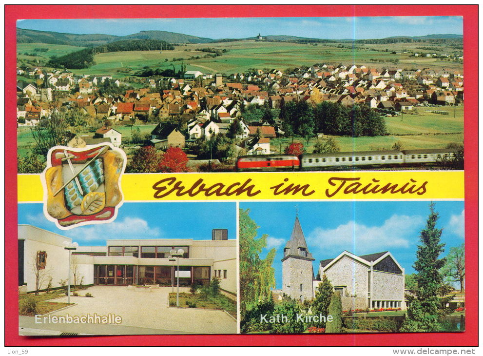 161562 / Bad Camberg - Erbach In Taunus Kath. Kirche Erlenbachhalle , TRAIN LOCOMOTIVE , RAILWAY -  Germany Allemagne - Bad Camberg