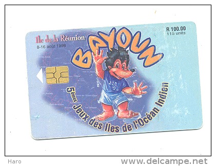 Télécarte Ile De La Réunion - 5èmes Jeux Des Iles De L' Océan Indien 1998 - Mascotte BAYOUN - Sport - Reunion