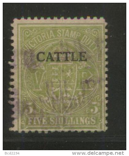 AUSTRALIA VICTORIA CATTLE  REVENUE 1927 5/- GREEN BF#12 - Fiscales