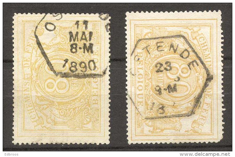 België/Belgique Spoorwegzegels SP/TR/Belgique Chemin De Fer CF 2X N° 5 Stempel/cachet Ostende - Andere & Zonder Classificatie