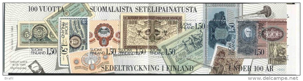 1985 Finlandia, Centenario Stampa Primi Biglietti Di Banca , Libretto, Serie Completa Nuova (**) - Booklets