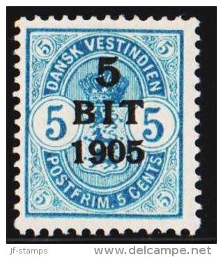 1905. Surcharge. 5 BIT On 5 C. Blue. (Michel: 39) - JF127957 - Danish West Indies