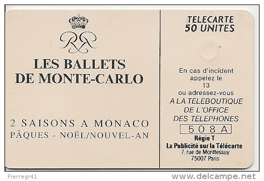 CARTE-PUBLICC-MONACO-50U-MF 08--GEM A-Série A-BALLETS De MONTE CARLO--UTILISE-BE - Mónaco