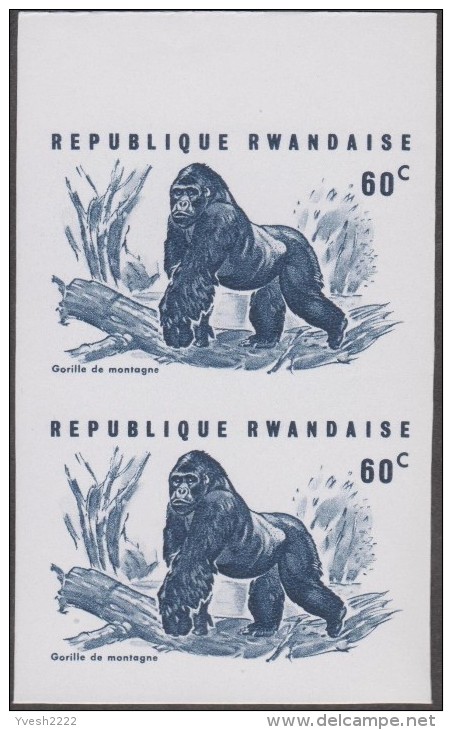 Rwanda 1970 Y&T 372. Essais De Couleurs, Gorille Des Montagnes. Singes, Arbres - Gorilles