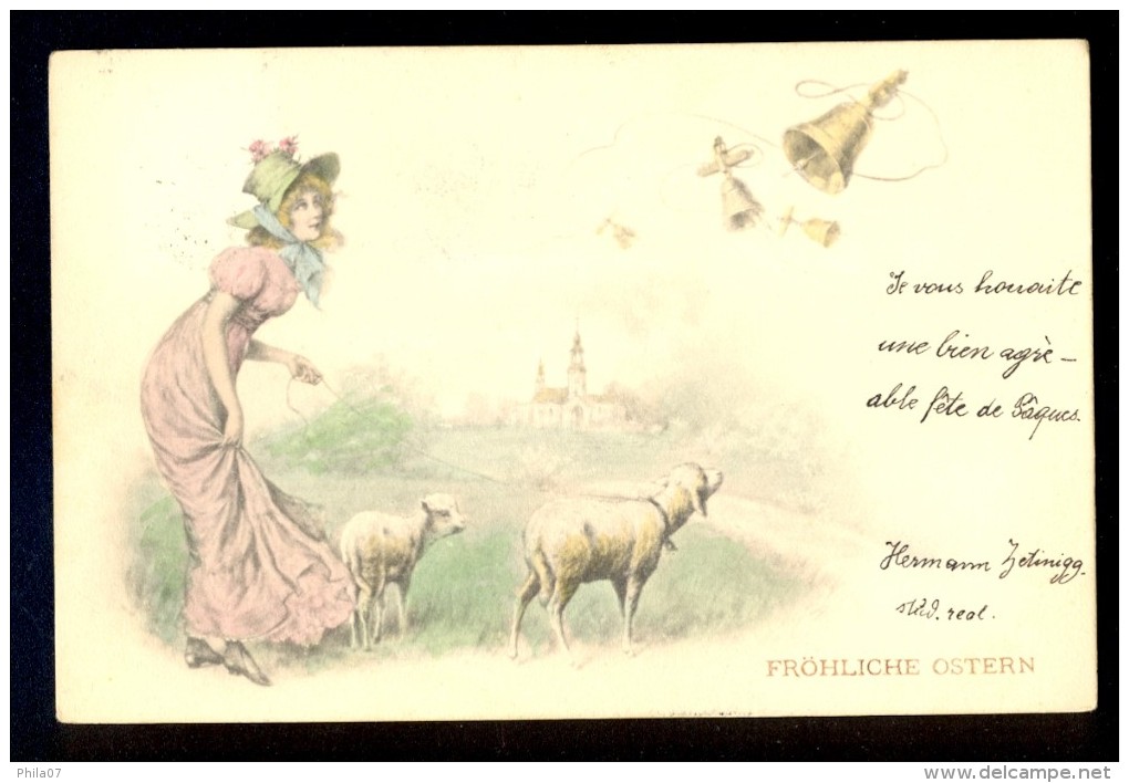 Frohliche Ostern / M.M. VIENNE / Year 1901 / Old Circulated Postcard - Wichera