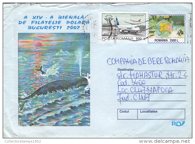 12492- WHALE, COVER STATIONERY, 2002, ROMANIA - Baleines