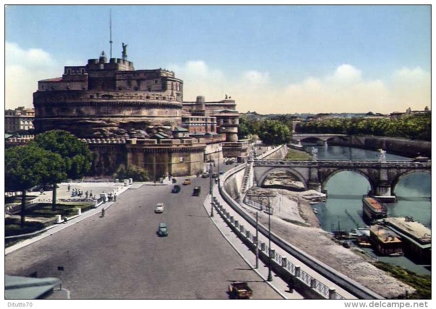 Roma - Ponte E Castel Sant'angelo - 1956 - Formato Grande Viaggiata - Ponts