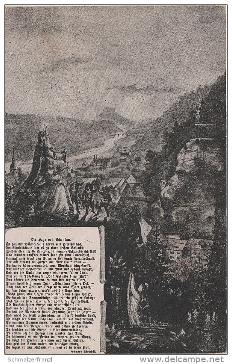 Litho AK Die Sage Vom Schandau Sächsische Schweiz Schlossbastei Böhmenkönig Zwerge Lilienstein - Kirnitzschtal