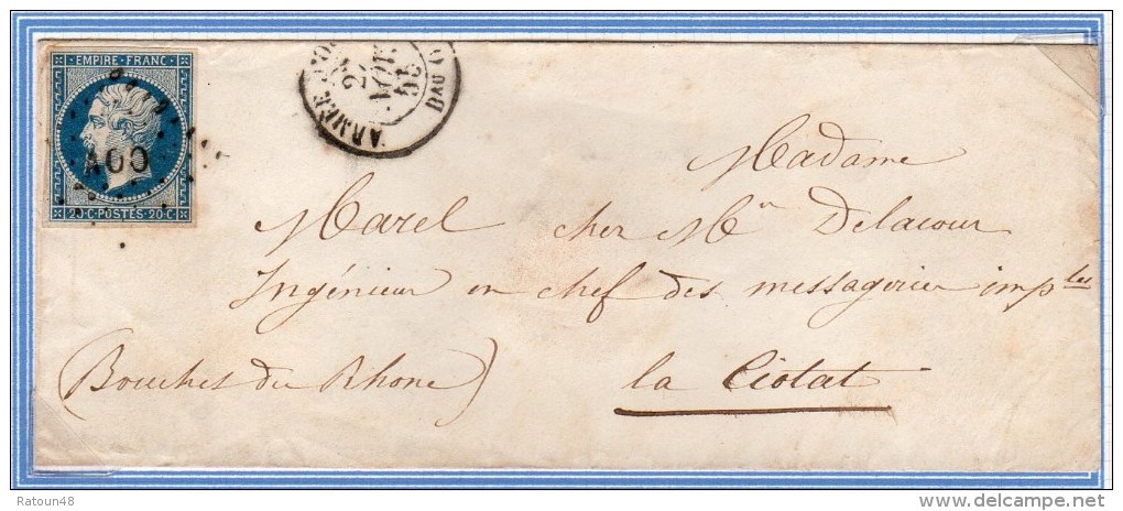 Lettre Affranchie N° 14A- Napoléon III -  Lozange A00 -Cachet à Date Armée D´Orient  27.11.1855 - Armeestempel (vor 1900)