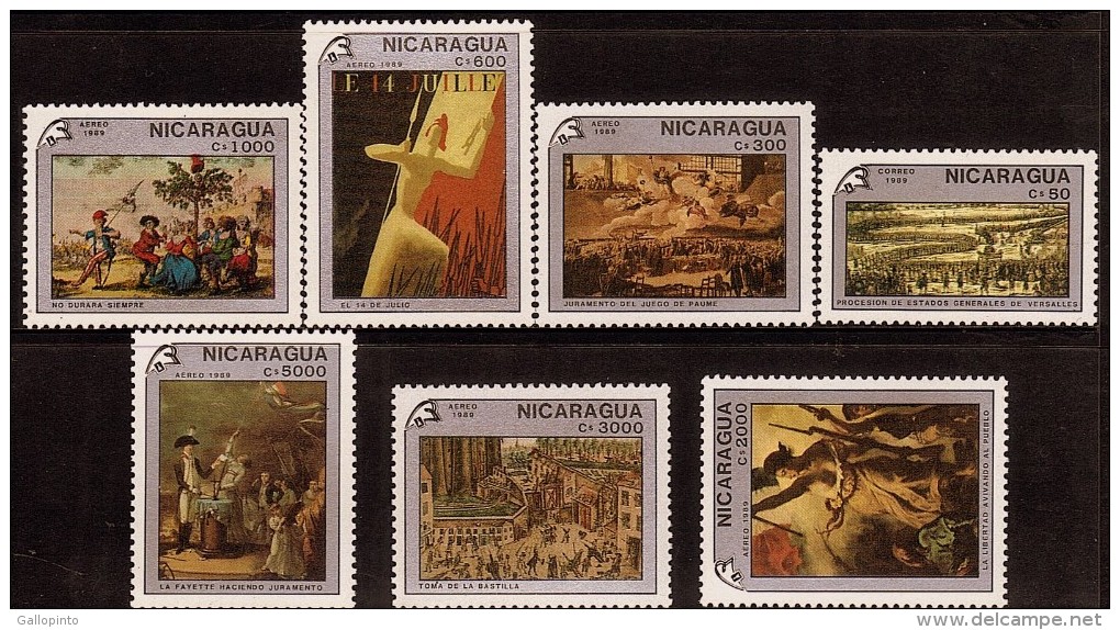 Nicaragua French Revolution Bicentennial Sc 1773-1779 MNH 1989 - French Revolution