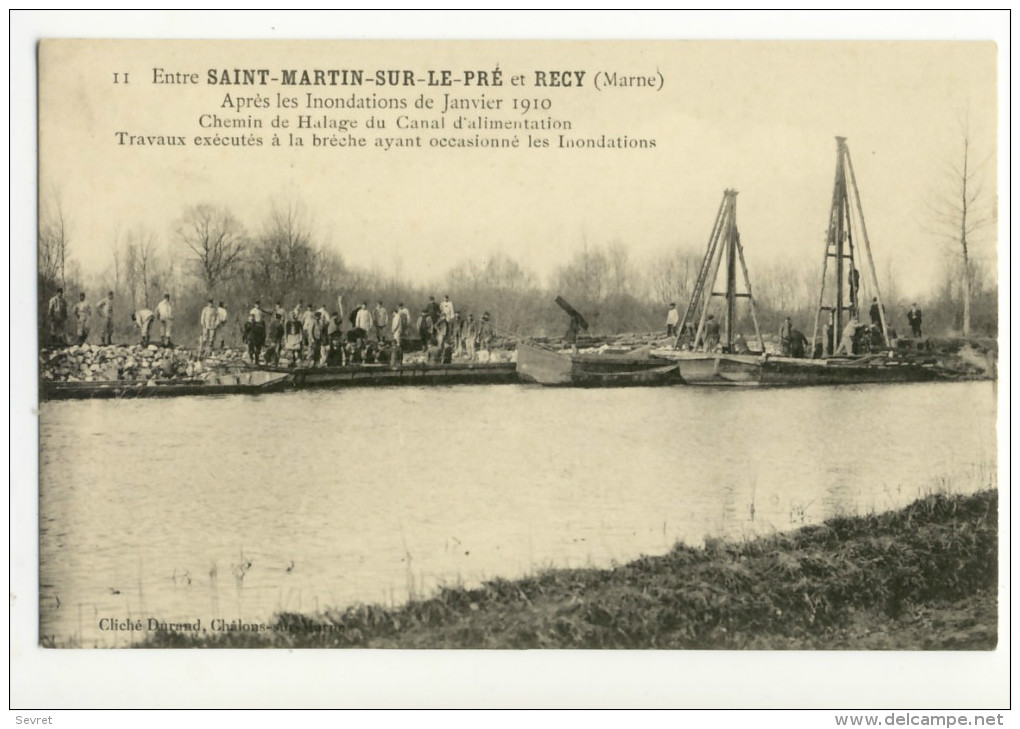 Entre SAINT-MARTIN-SUR-LE-PRE Et RECY. - Après Les Inondations De Janvier 1910. - Sonstige & Ohne Zuordnung