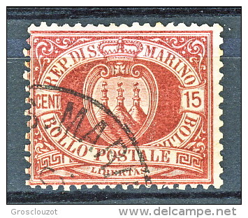 San Marino 1892-94  N. 15 C. 15 Bruno Carminio Usato - Oblitérés