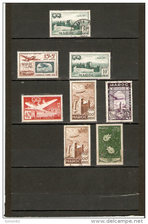 MAROC POSTE AERIENNE  LOT  N°84/88 NEUF * * ET OBLITERE  DE   1952 - Airmail