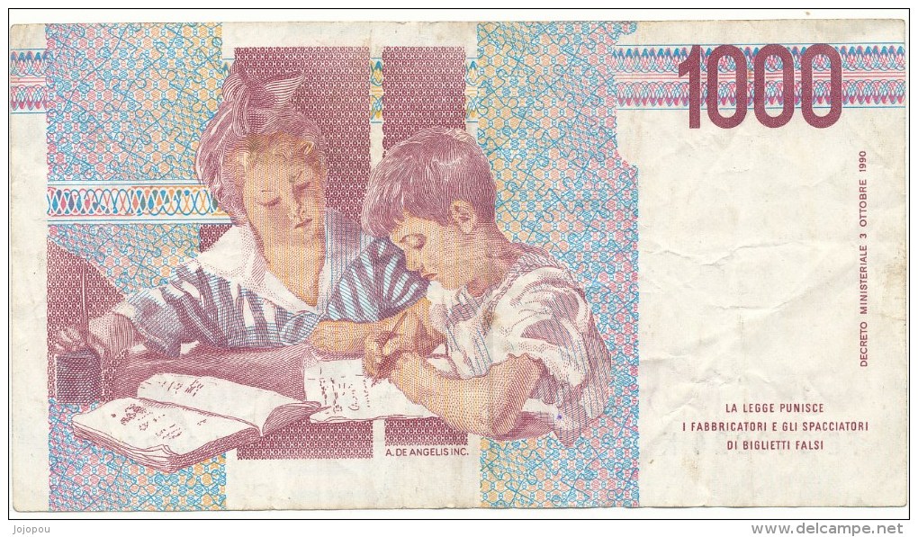 1000 Lires 1990 - A Circulé -  Très Bon état. - Colecciones