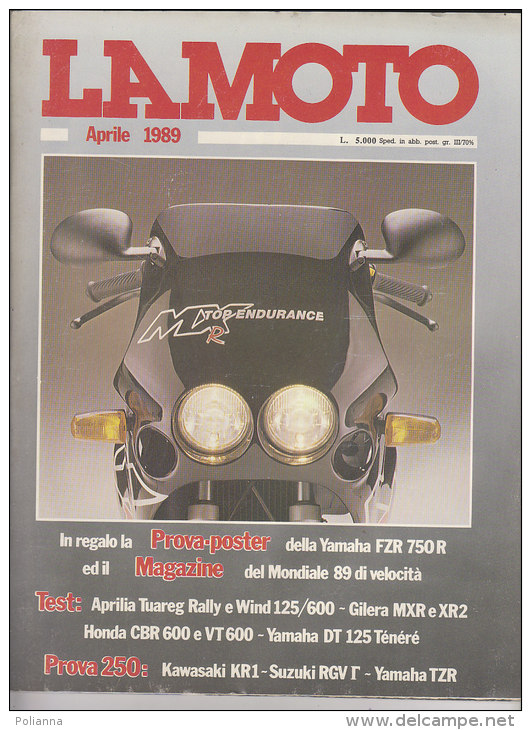 RA#48#03 Rivista LA MOTO Ed.Edigamma Aprile 1989/APRILIA ENDURO/HONDA CBR  600/POSTER YAMAHA FZR 750R - Motori