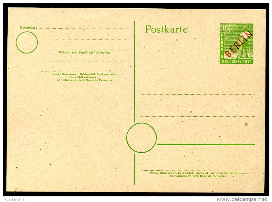 BERLIN P3 Postkarte ROTAUFDRUCK 1949  Kat. 110,00 € - Postkarten - Ungebraucht