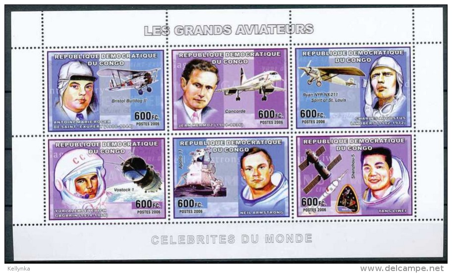 République Démocratique Du Congo - 2283/2288 - Grands Aviateurs Et Astronautes - 2006 - MNH - Nuovi