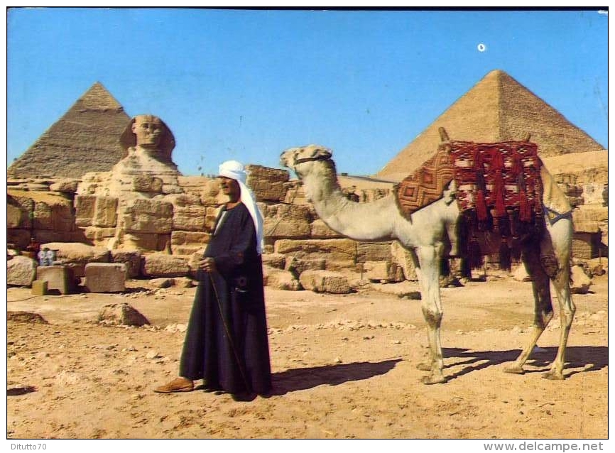 Giza - The Sphinx And The Pyramids  Of Cheops And Chephren - Egypt - Formato Grande Viaggiata - Gizeh