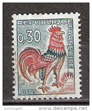 Timbre France Y&T N°1331A (08) Obl.  Coq De Decaris. 0.30 F. Vert, Rouge Et Bistre. Cote 0,15 € - 1962-1965 Hahn (Decaris)