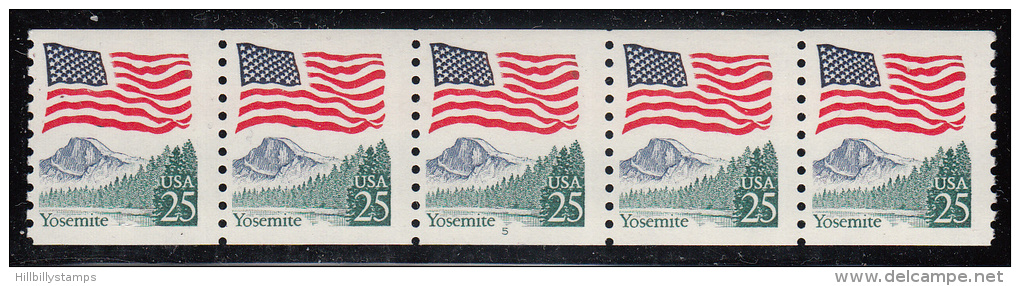 United States     Scott No  2280     Mnh     Plate Number 5    Strip Of 5 - Roulettes (Numéros De Planches)