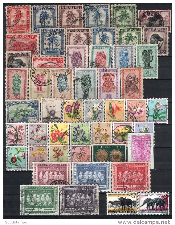 Belgian Congo Lot - One Page - All Stamps Are Different - Collections