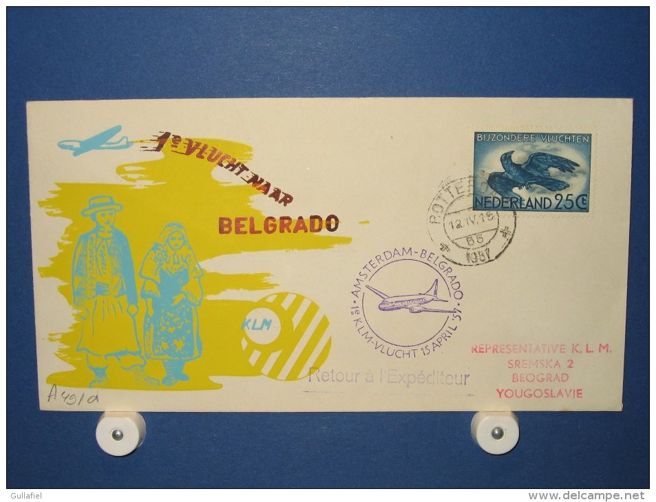 FFC First Flight 123 Amsterdam - Belgrado Voorm. Yugoslavie 1957 - A491a (nr.Cat DVH) - Airmail