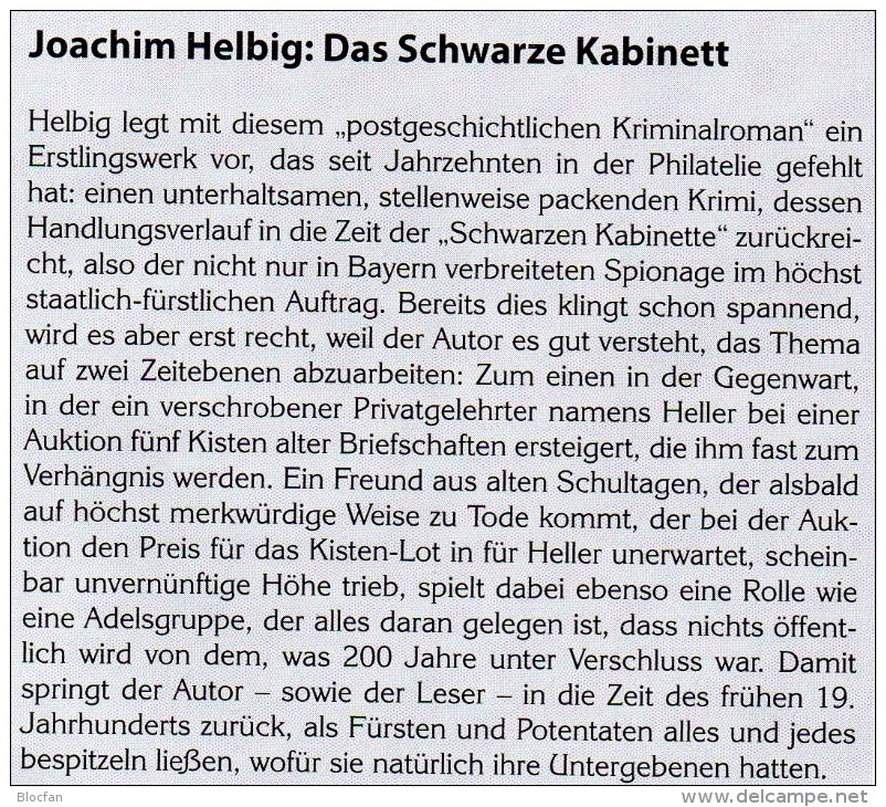 Helbig Krimi Das Schwarze Kabinett 2014 Neu ** 20€ Philatelistische Kriminalroman New Philatelic History Book Of Germany - Ed. Originales